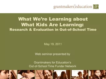 What Were Learning about What Kids Are Learning:  Research &amp; Evaluation in Out-of-School