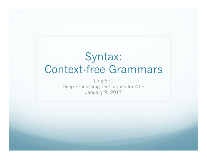 syntax context free grammars