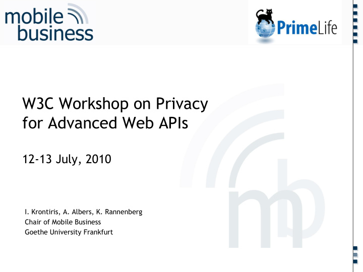 w3c workshop on privacy for advanced web apis 12 13 july