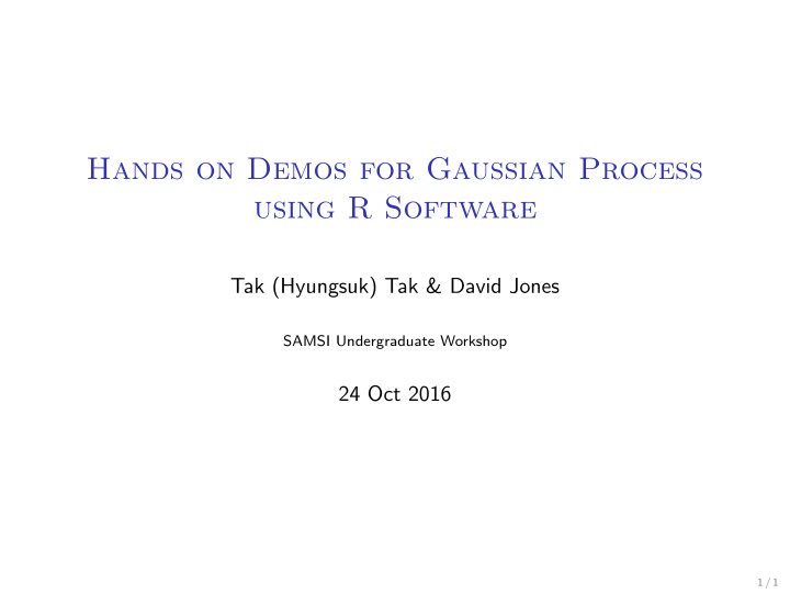 hands on demos for gaussian process using r software