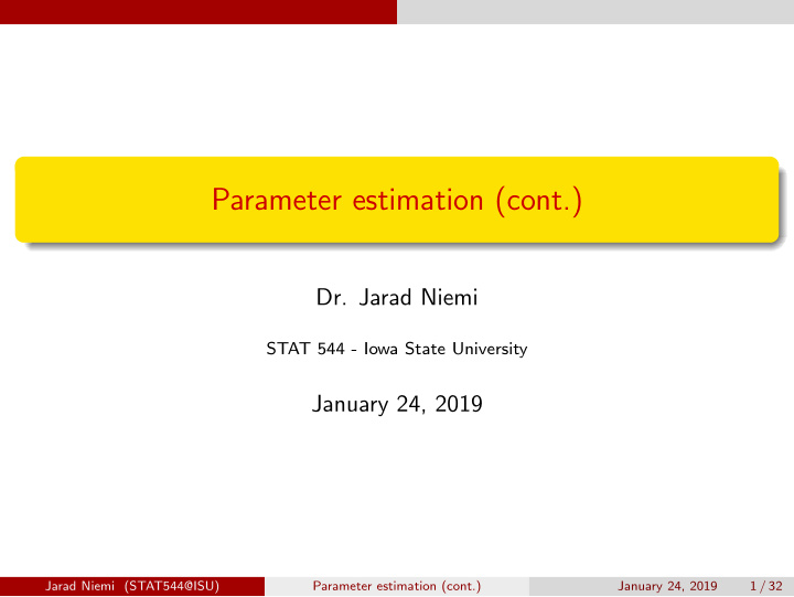 parameter estimation cont