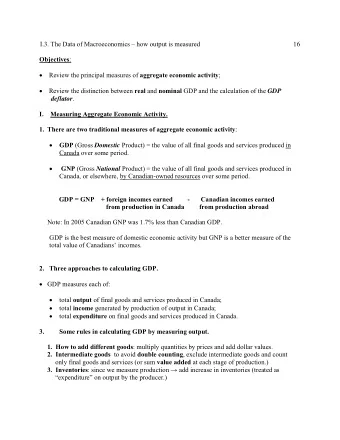 I.3. The Data of Macroeconomics  how output is measured  16 Objectives :  Review the