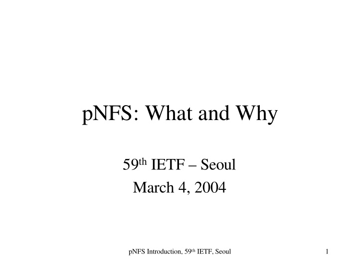 pnfs what and why