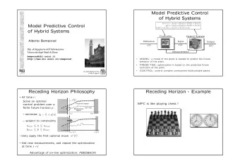 Model Predictive Control  Model Predictive Control  of Hybrid Systems  of Hybrid Systems  Model