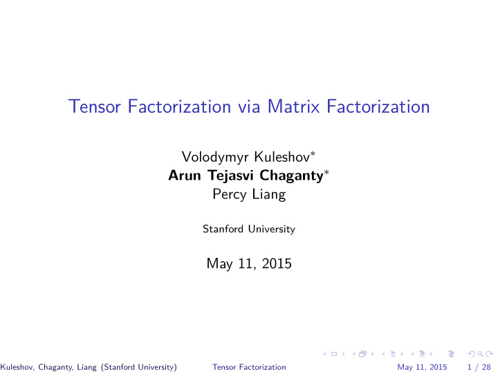 tensor factorization via matrix factorization