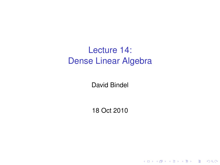 lecture 14 dense linear algebra