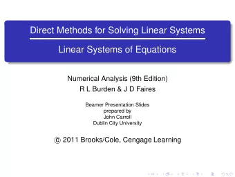 Direct Methods for Solving Linear Systems  Linear Systems of Equations  Numerical Analysis (9th