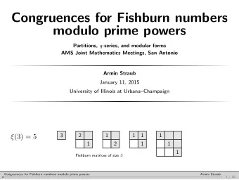 Congruences for Fishburn numbers  modulo prime powers Partitions, q -series, and modular forms  AMS