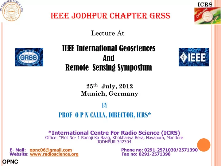 ieee jodhpur chapter grss