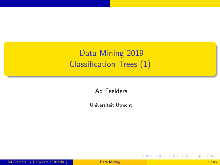 data mining 2019 classification trees 1