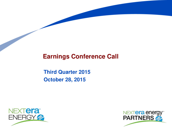 earnings conference call third quarter 2015 october 28