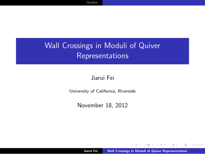 wall crossings in moduli of quiver representations