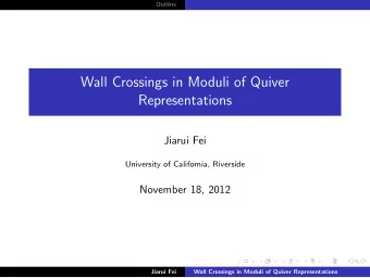 Wall Crossings in Moduli of Quiver  Representations  Jiarui Fei  University of California,