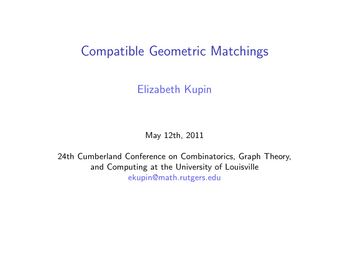 compatible geometric matchings
