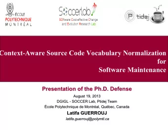 Context-Aware Source Code Vocabulary Normalization  for  Software Maintenance  Presentation of the