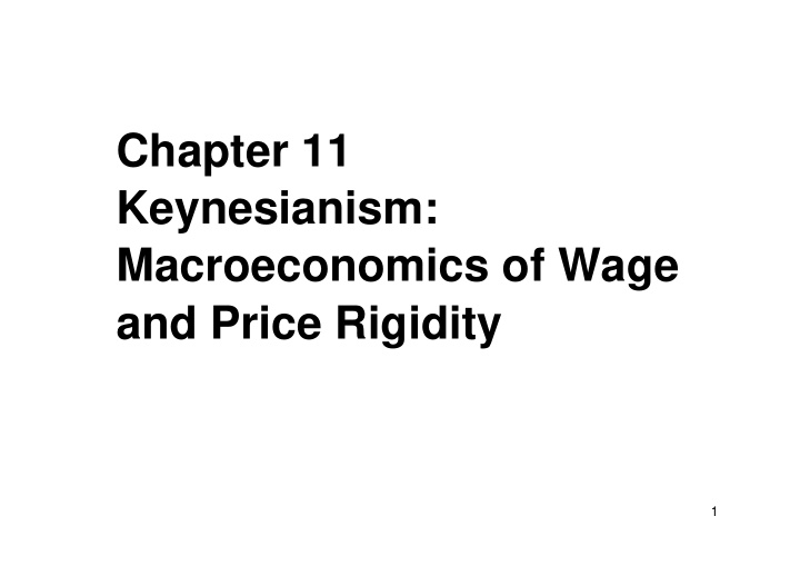 chapter 11 keynesianism macroeconomics of wage and price