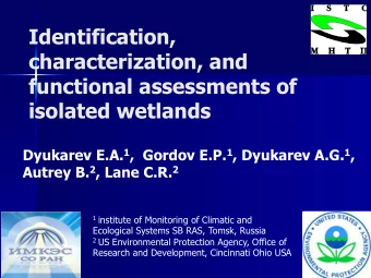 Identification,  characterization, and  functional assessments of  isolated wetlands Dyukarev E.A.