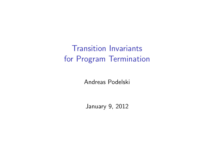 transition invariants for program termination