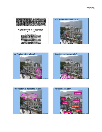 Generic object recognition  Wed, April 6  Kristen Grauman  Source: Fei-Fei Li, Rob Fergus, Antonio