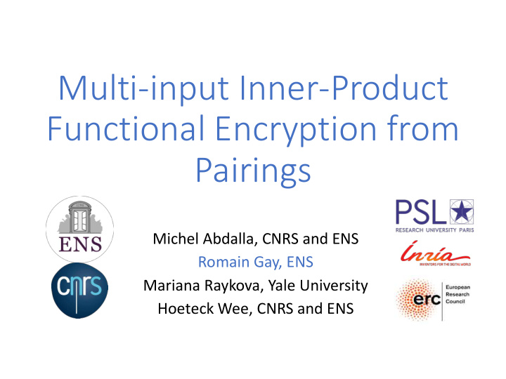 functional encryption from pairings