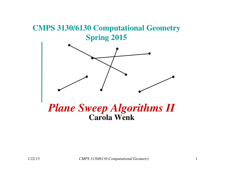 plane sweep algorithms ii