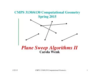 Plane Sweep Algorithms II  Carola Wenk  1/22/15  1  CMPS 3130/6130 Computational Geometry