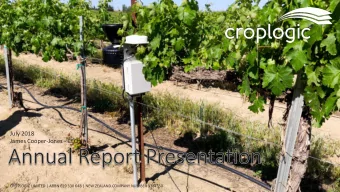 July 2018  James Cooper-Jones - CEO  CROPLOGIC LIMITED | ARBN 619 330 648 | NEW ZEALAND COMPANY