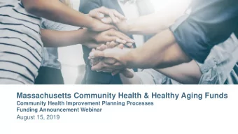 Massachusetts Community Health &amp; Healthy Aging Funds  Community Health Improvement Planning