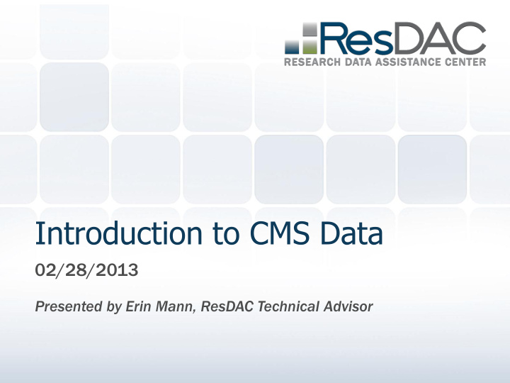 introduction to cms data