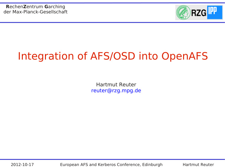 integration of afs osd into openafs