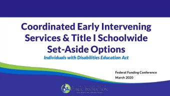 Coordinated Early Intervening  Services &amp; Title I Schoolwide  Set-Aside Options  Individuals