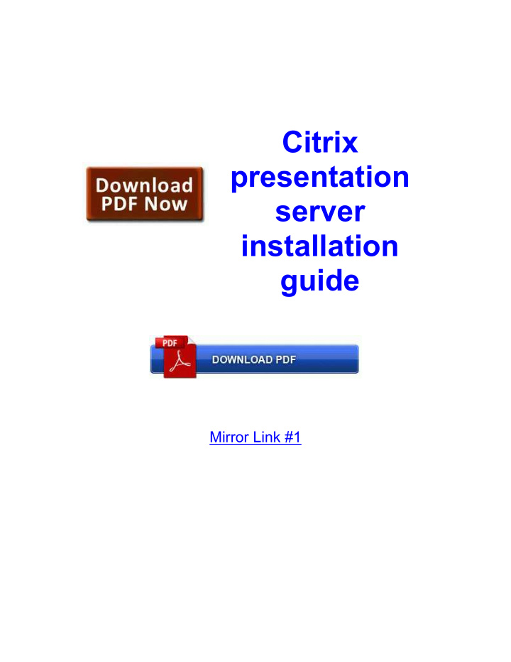 citrix presentation server installation guide