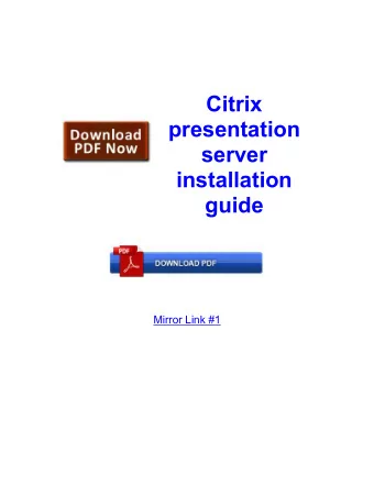 Citrix  presentation  server  installation  guide  Mirror Link #1  LogitechImageStudioTray C