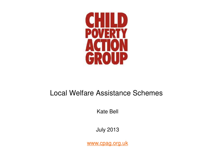 local welfare assistance schemes