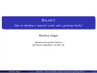 The disclaimer first We will not find the solution today!  Matthias Hagen B ALANCE  How to