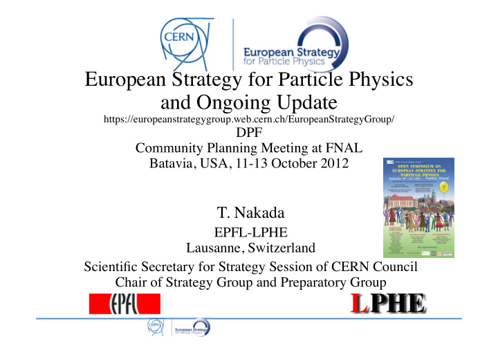 european strategy for particle physics and ongoing update