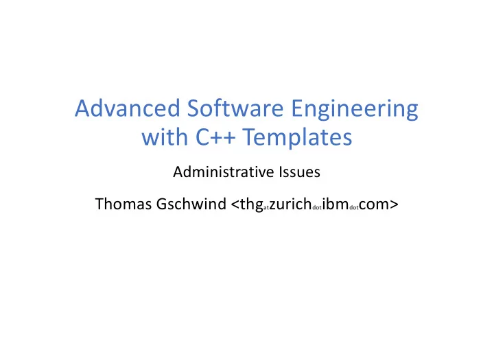 advanced software engineering with c templates