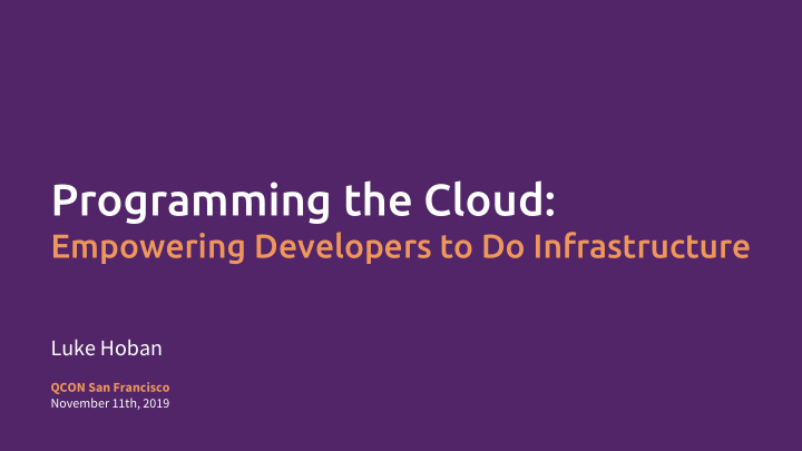 programming the cloud