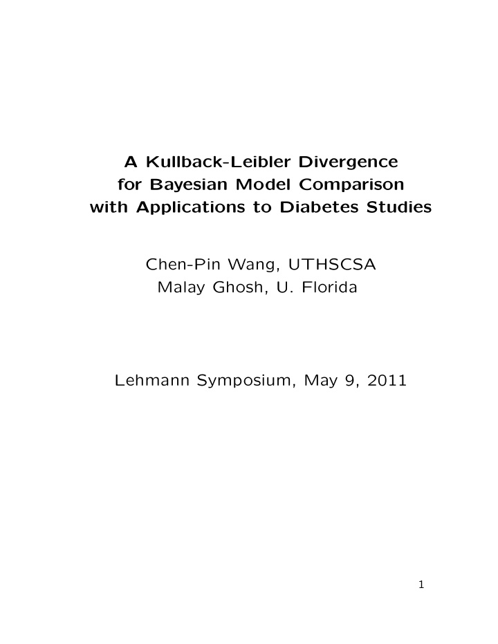 a kullback leibler divergence for bayesian model