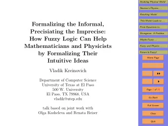 Formalizing the Informal,  From Equations to . . .  Precisiating the Imprecise:  Divergence: A
