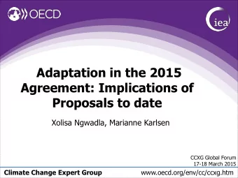 Agreement: Implications of  Proposals to date  Xolisa Ngwadla, Marianne Karlsen  CCXG Global Forum