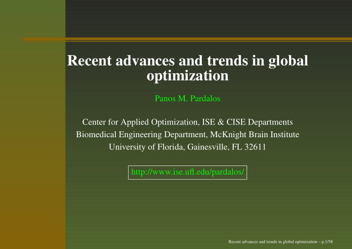 recent advances and trends in global optimization