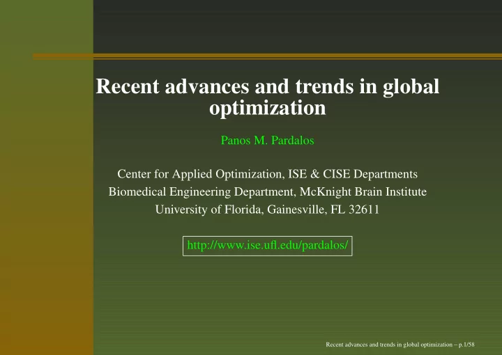 recent advances and trends in global optimization