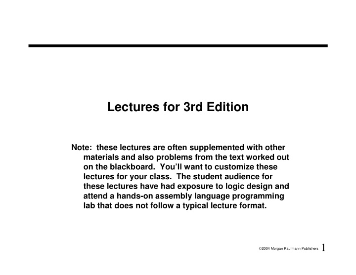 lectures for 3rd edition