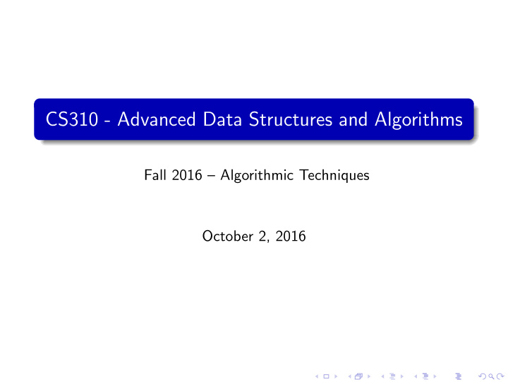 cs310 advanced data structures and algorithms