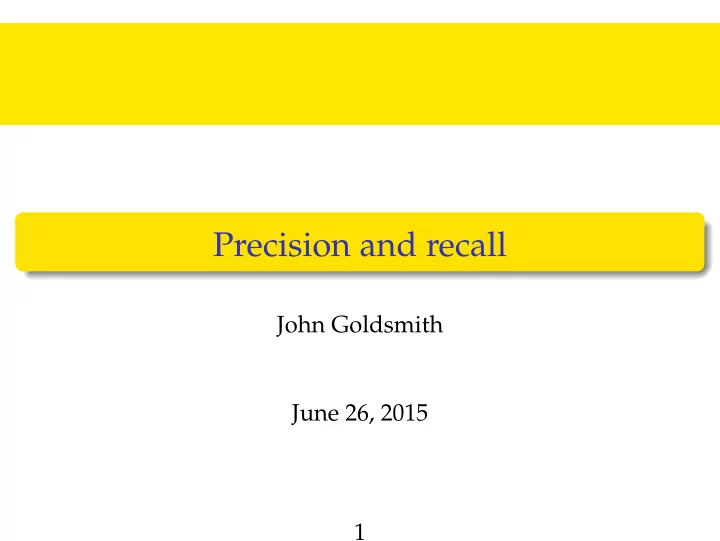 precision and recall