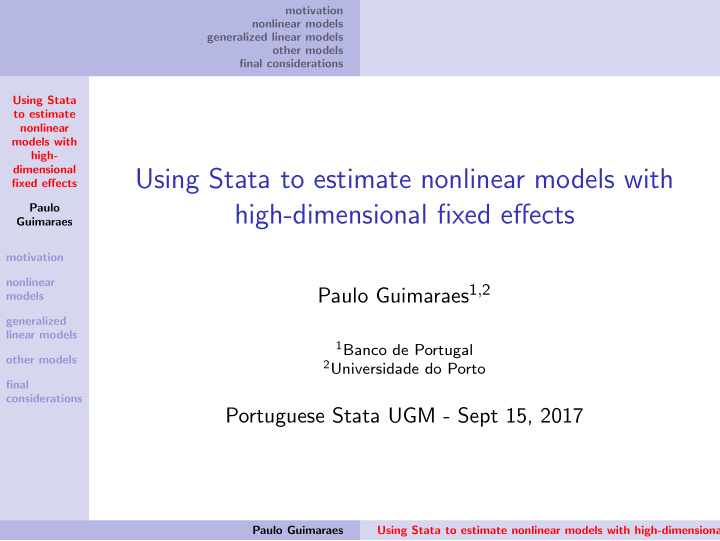 using stata to estimate nonlinear models with