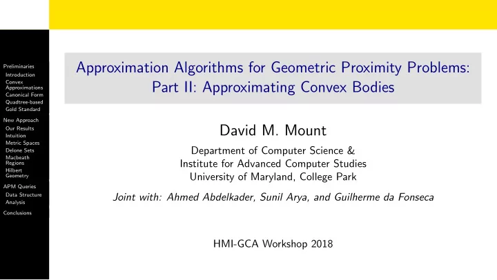 approximation algorithms for geometric proximity problems