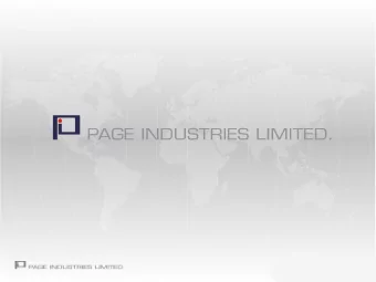 PAGE INDUSTRIES LIMITED  CORPORATE PRESENTATION  Contents  Company Overview  Industry