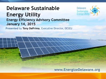 Delaware Sustainable  Energy Utility  Energy Efficiency Advisory Committee  January 14, 2015